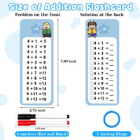 Anemeeoke 1-12 multiplication flash cards with dry erase markers and binder ring - view 16