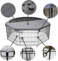 Foldable Metal Dog Exercise Pen/Pet Puppy Playpen Kennels Yard Fence - Gray / 36''H / Playpen+Top Cover - image 2
