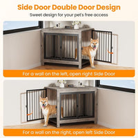Dog Crate Furniture, Dog Crate End Table for Medium and Large Dogs,Wooden Cage Kennel Furniture Indoor, Modern Dog Crate with Multi-Purpose Removable Tray, Double-Doors Dog Furniture