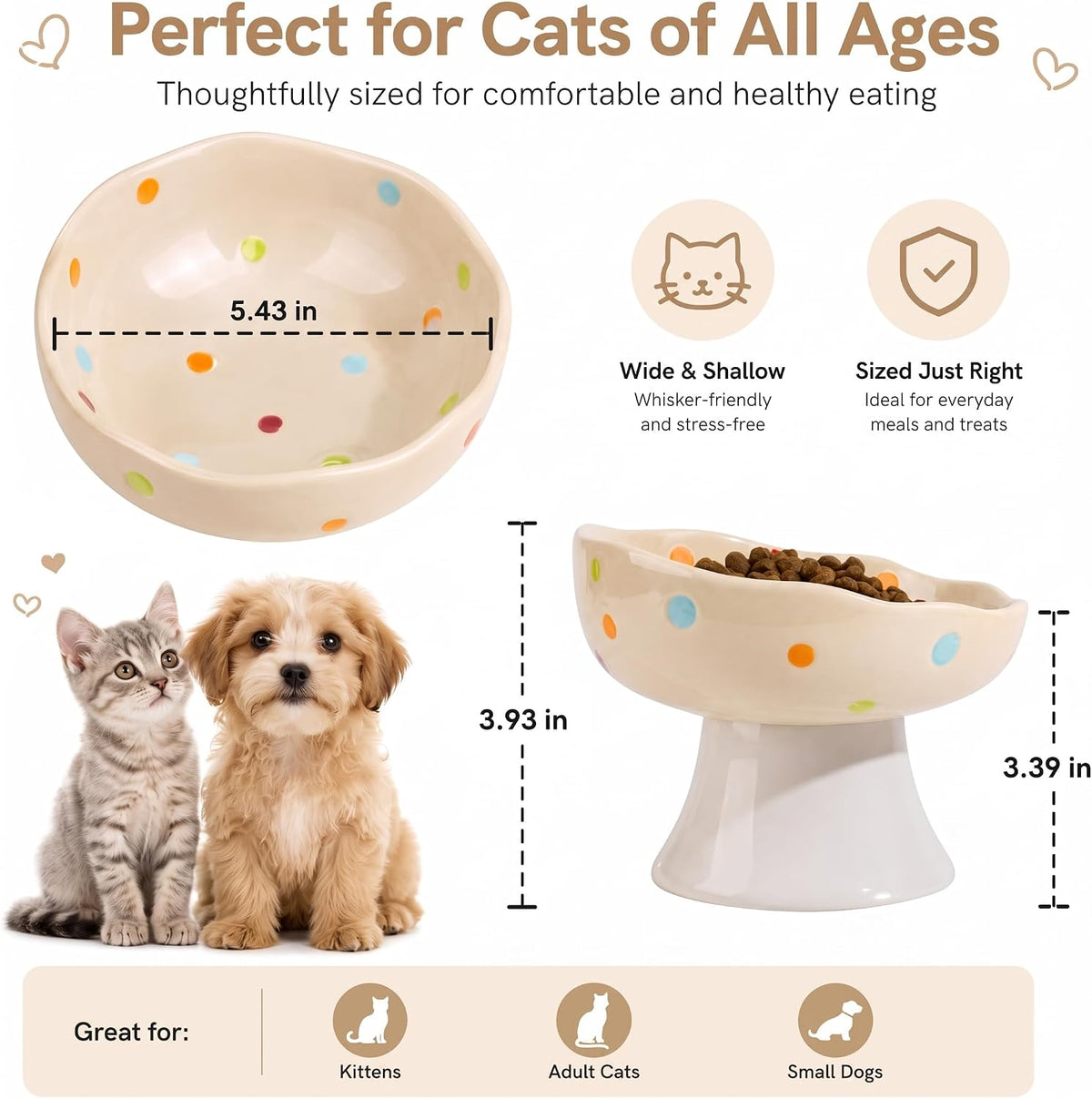 Red Mushroom Cat Bowl, Elevated Ceramic Bowl for Cats – Essentials for Cats - Confetti - image 2