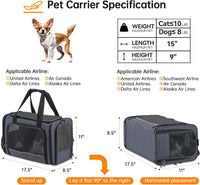 Cat Carrier Pet Travel Carrier by Airplane Approved Under seat - GREY - image 2