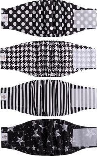 CuteBone Dog Diapers Male 4 Pack Puppy Wraps Reusable Doggie Belly - Fashion style / S(11"-14")