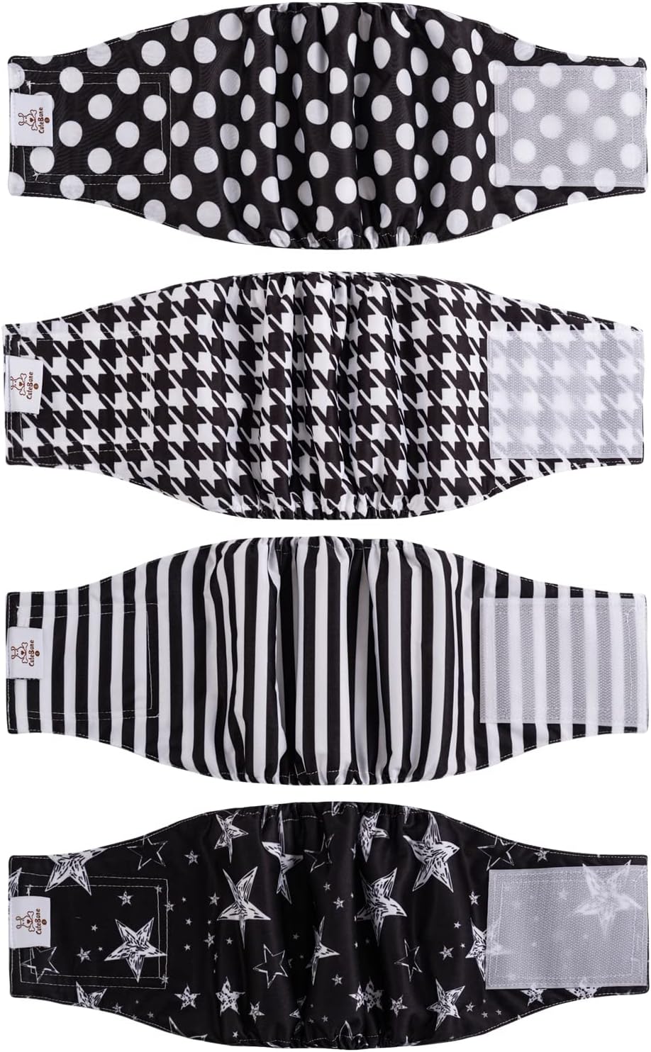 CuteBone Dog Diapers Male 4 Pack Puppy Wraps Reusable Doggie Belly - Fashion style / S(11"-14")