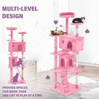 70 inches Cat Tower for Indoor Cats Multi-Level Cat Condos for XL Cat Tree Cat Climbing Tower with Scratching Posts, Hanging Toys,Pink