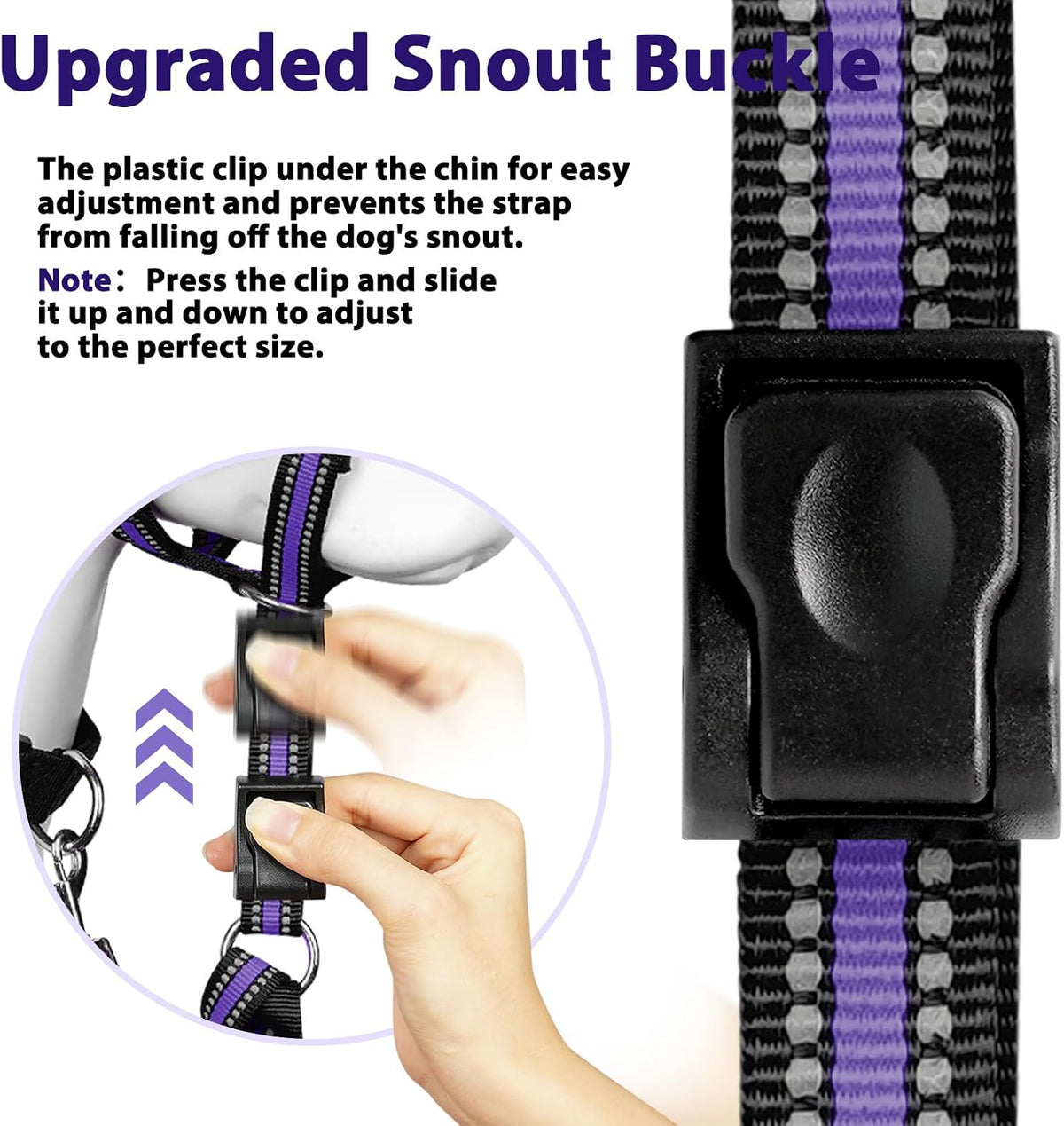 Soft Dog Head Collar, Patented Padded No Pull Training Head Halter – Essentials for Dogs - Purple / M (Snout 8"-11") - image 2