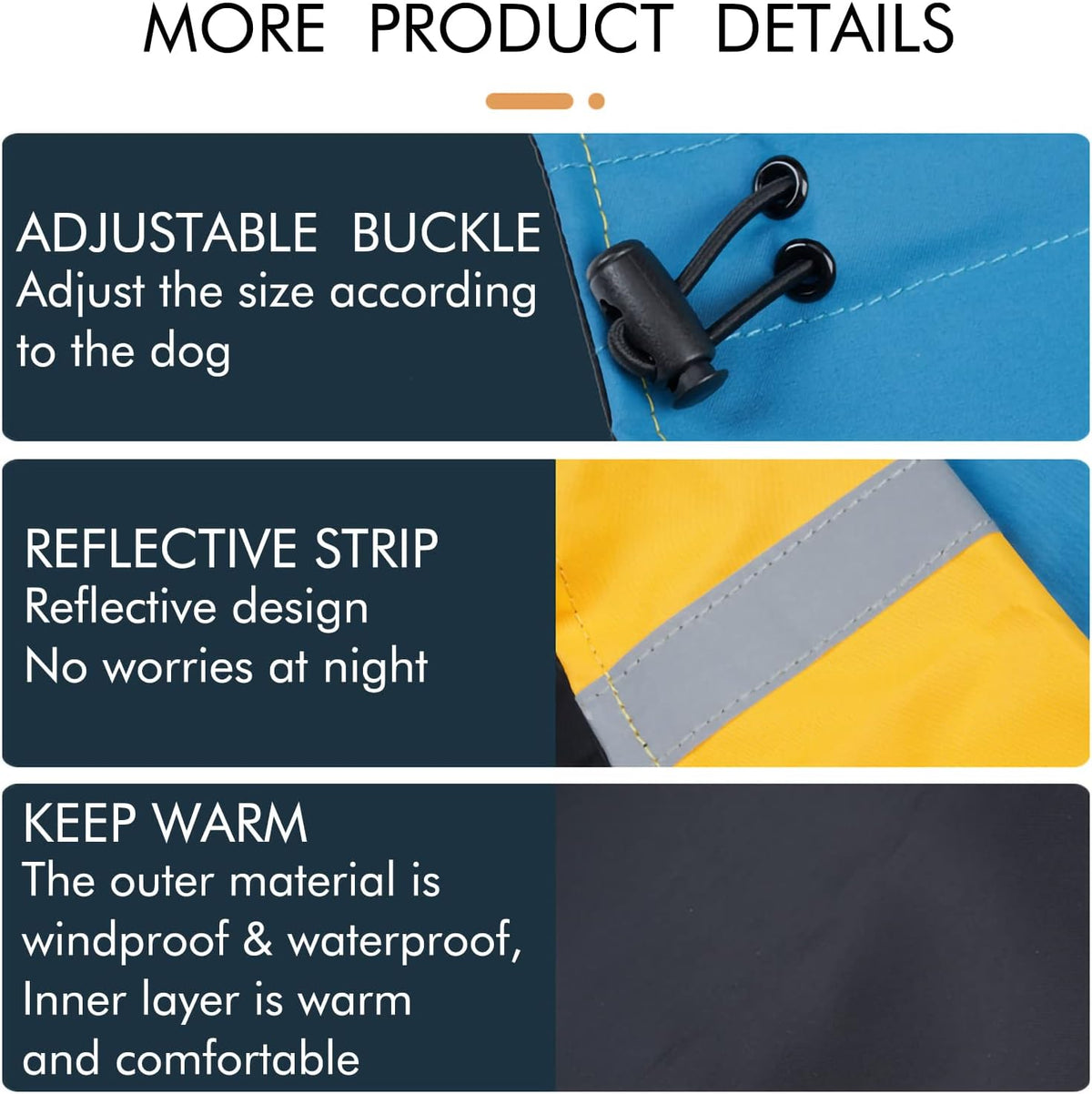 Barkworthies Dog Raincoat - X-Small / Blue+Black - image 2