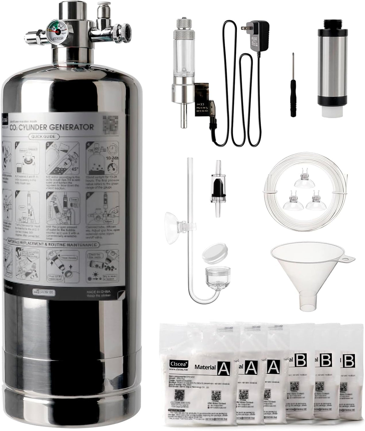 Aquarium CO2 Generator Double Runtime with Solenoid Valve 4L - G802S