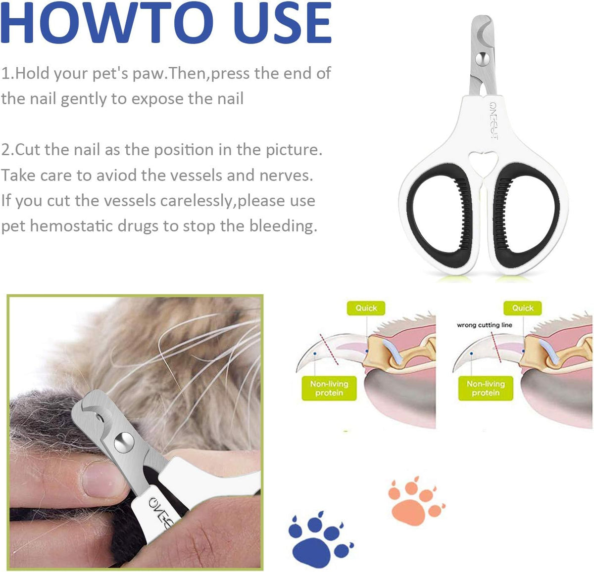 Pet Nail Clippers, Cat & Kitten Claw Nail Clipper Safe Sharp Trimmer – Essentials for Cats - Black - image 3