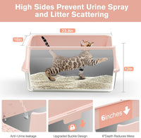 2PACK Stainless Steel Cat Litter Box with High Sides Lid - 2PK-Light Pink - image 3