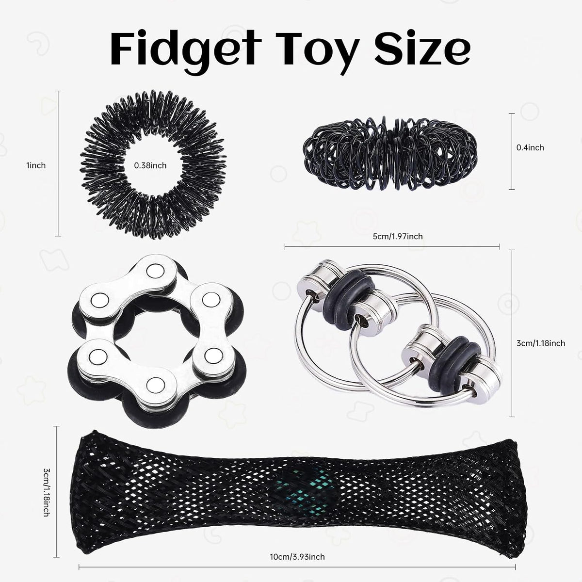 8Pcs Sensory Fidget Toys with Fidget Spinner - Black - image 2