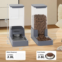 Automatic Cat Feeder and Water Dispenser in Set with Pet Food Bowl - 3.8L Stainless Steel(Grey) - image 2