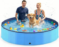 Foldable Dog Pool, Collapsible Dog Swimming Pool Hard Plastic Portable Pets Bath Tub for Dogs - 5XL - 97" x 16"