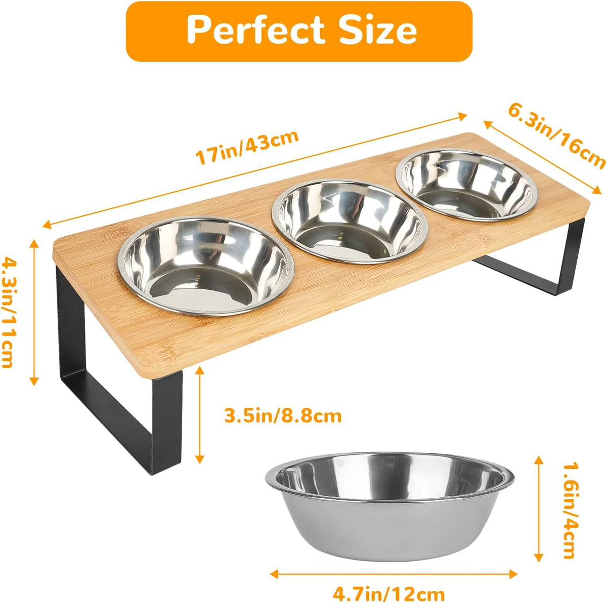 Elevated Cat Bowls with 3 Stainless Steel - S - image 3