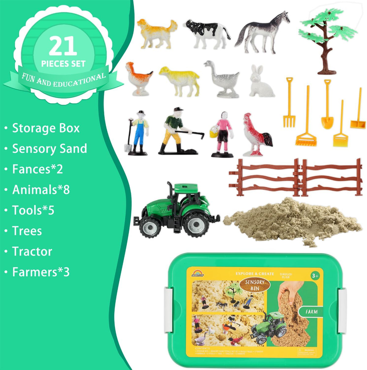 AGENTLAN Ocean Sensory Bin with Sensory Sand - FARM - image 4
