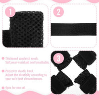 4Pcs Cat Shoes, Anti Scratch Cats Claw Covers, 3.62×1.57 Inches Breathable Mesh Nail Caps for Cats Claws, Adjustable Cat Mittens for Pet Bathing Feeding Cutting Nails(Black)