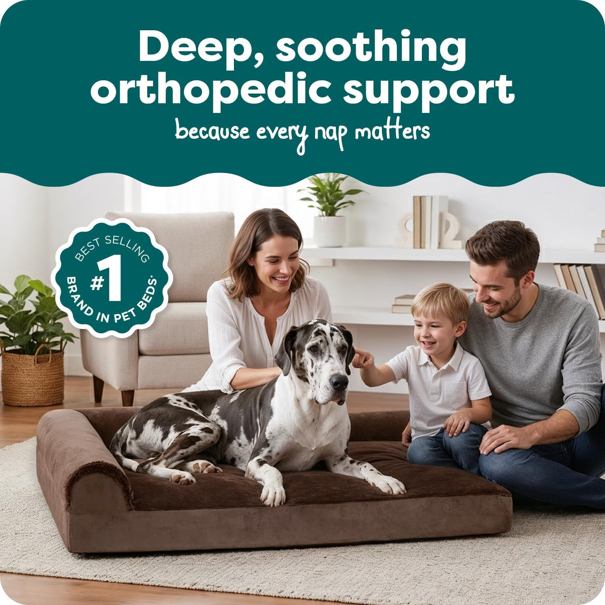 Furhaven Orthopedic Dog Bed for Large Dogs w/ Removable Bolsters - Jumbo Plus / Sable Brown - image 2