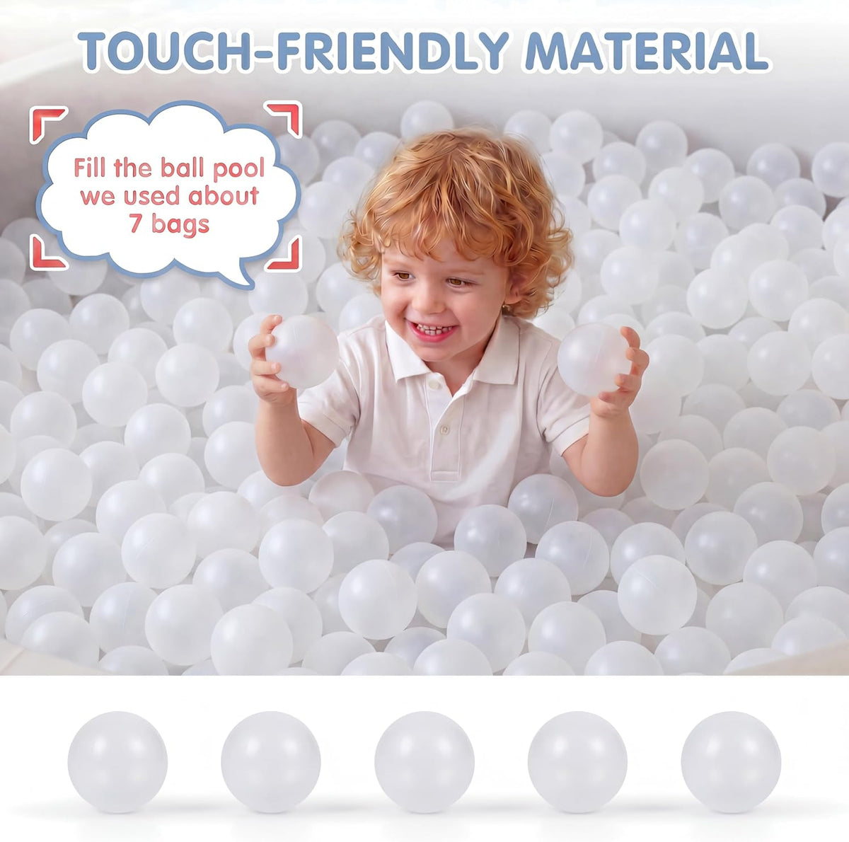 Clear Ball Pit Balls - Crush Proof Plastic Toy Balls for Boys and Girls – Fun for Kids & Family - 100 PACK / Transparent color - image 2