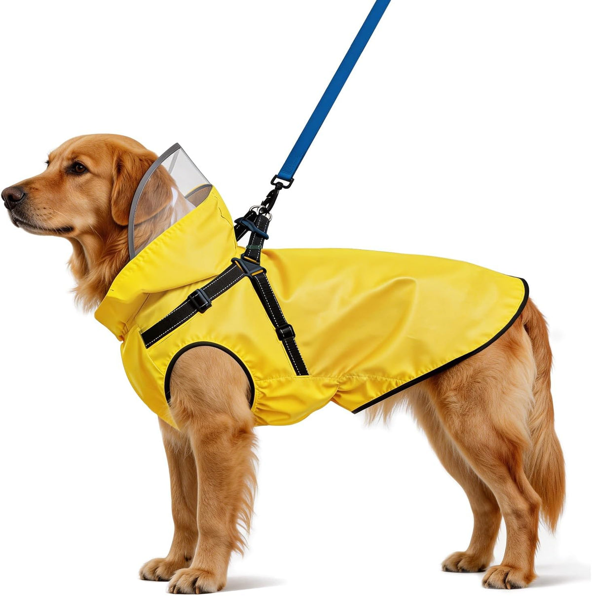 Dog Raincoat: Dog Rain Jacket with Reflective Harness & Removable Hood - X-Large