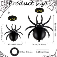 YOTHORN 6 pack black 33 inch spider foil balloons for Halloween - view 10