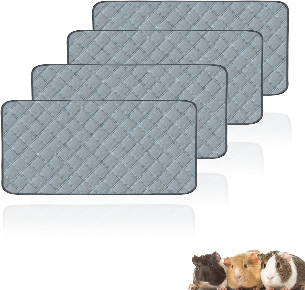 4 Pack Guinea Pig Cage Liners Washable Guinea Pig Bedding Reusable - Light Grey / 48" x 24" (4 Pack)