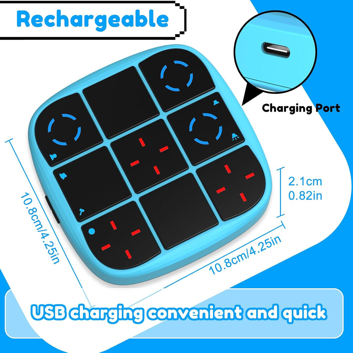 Tic-Tac-Toe Bolt Game, 4-in-1 Handheld Puzzle Games Console, Electronic Tic-Tac-Toe Game - Blue / L(Rechargeable) - image 3