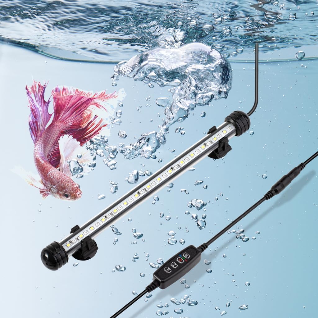 DaToo 4W 7.5inch Submersible Aquarium Light Underwater Fish Tank - 6W 11inch (With Timer&Dimmer)