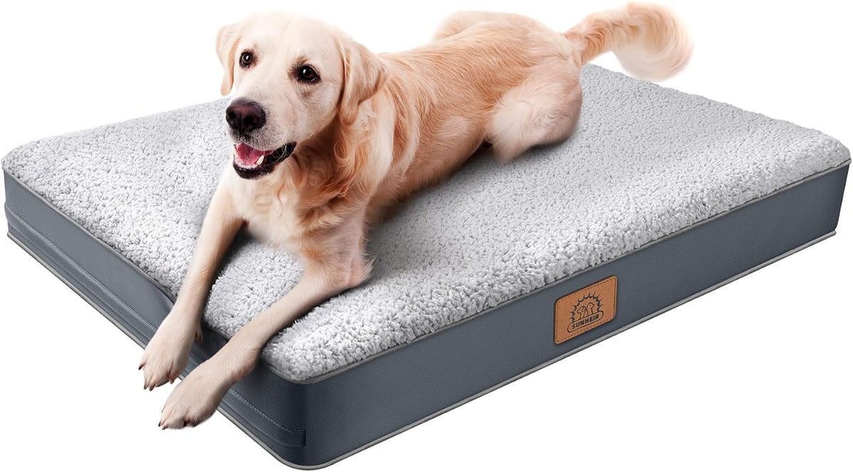 Washable Orthopedic Large Dog Bed with Removable Cover - Grey / 47.5"L x 29.0"W x 4.0"Th