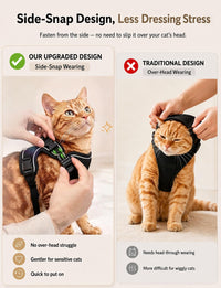 Cat Harness and Leash Set, Escape Proof Kitten Harness, Black - H600 Pro Black / Small (7-12lb) - image 3