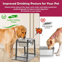 1.2 Gallon Elevated Large Dog Water Bowl with Mat - Grey-2.8 gal & mat / Height: 10.4-15.2" - image 2