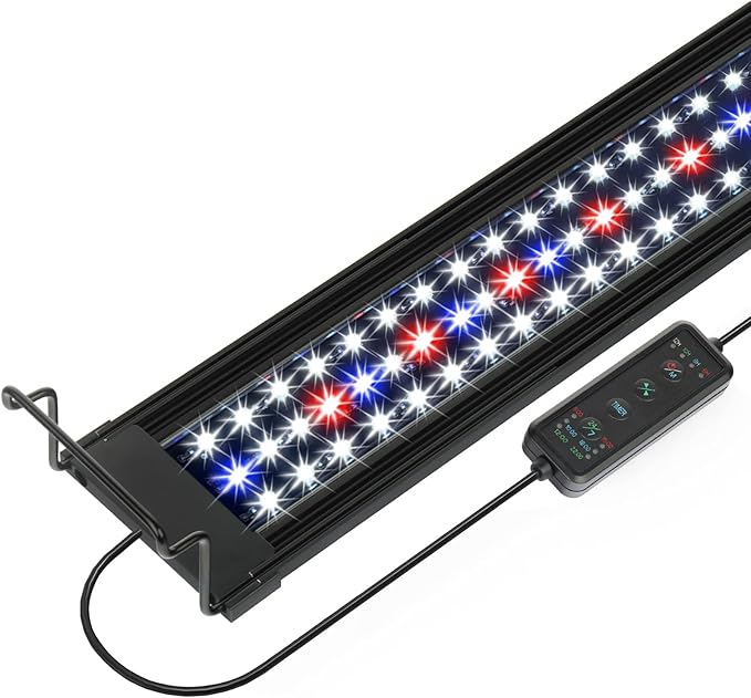 OYO WATER Aquarium LED Light 30"-38" with Timer, 24/7 Cycle, 5 Dimmable Brightness, Sunrise/Sunset Simulation for 10/20/30/55 Gallon Fish Tank