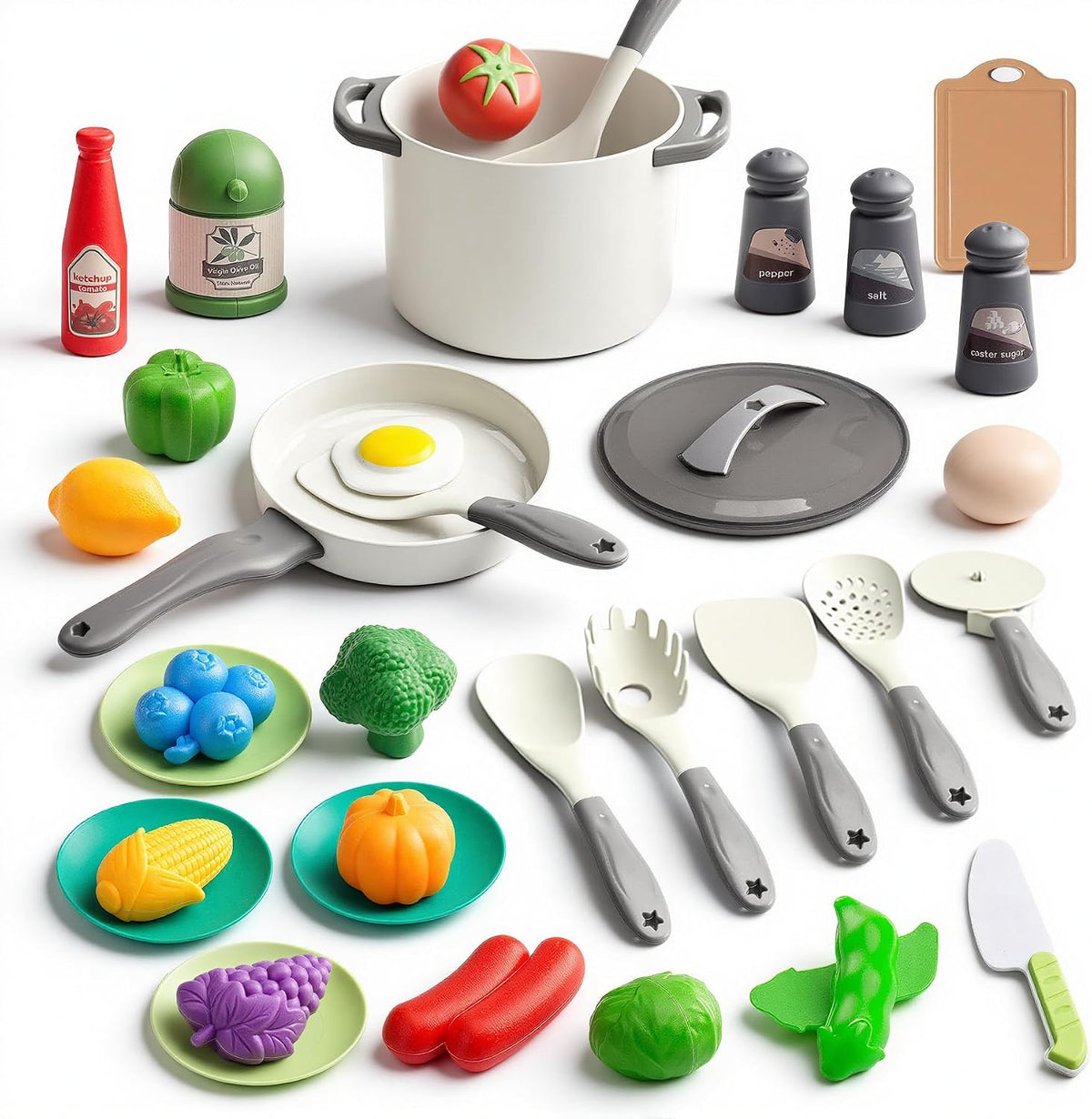 35Pcs Kids Kitchen Toy Accessories - White / 35Pcs