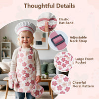 Kids Apron for Boys and Girls Aged 3-6 100% Cotton Blue WQHM – Fun for Kids & Family - Pink 4-pack Apron Set - image 4