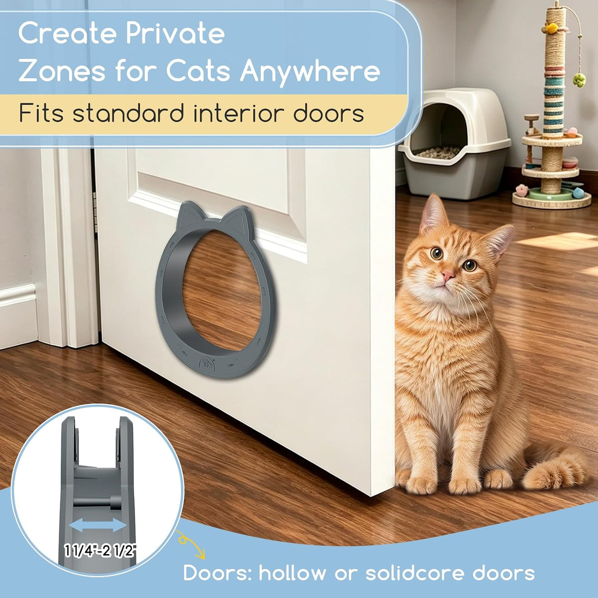 Large Cat Door Interior Door - Smoky Gray - image 3