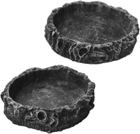 2Pcs Reptile Water Bowl, Feeding Dish for Leopard Gecko Lizard – Essentials for Reptiles And Amphibians - Black