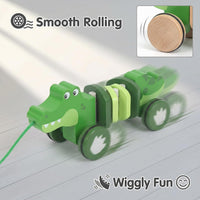 Baby Toys Car,Wooden Pull Along Toy for Toddlers 1 2 3 Year Olds – Fun for Kids & Family - Crocodile - image 3