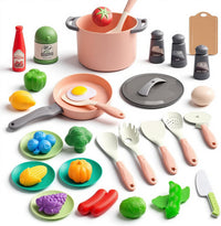 35Pcs Kids Kitchen Toy Accessories - Pink / 35Pcs