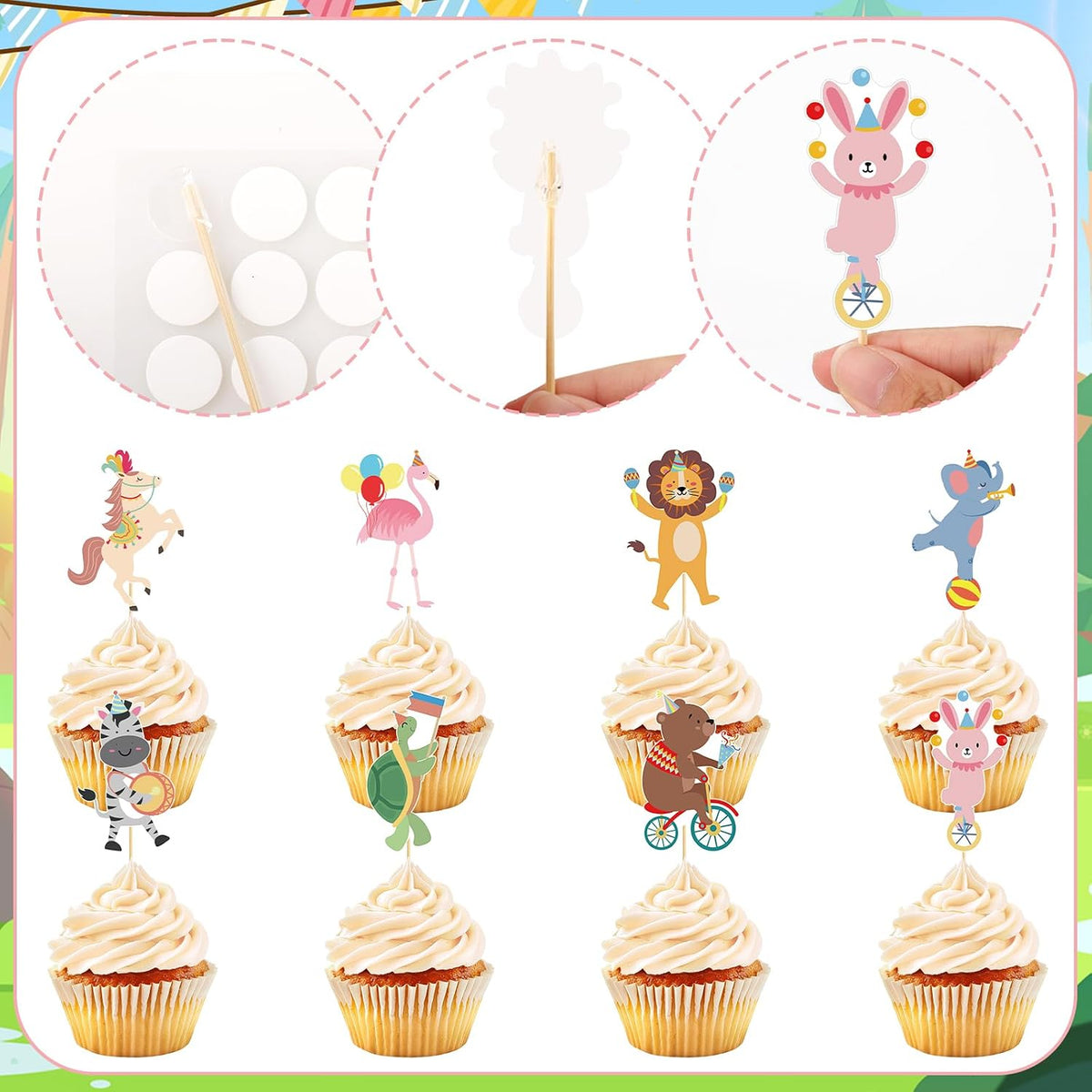 Adecortalk fall cupcake toppers, 48 glitter pumpkin, leaf and turkey picks in 8 designs - view 30