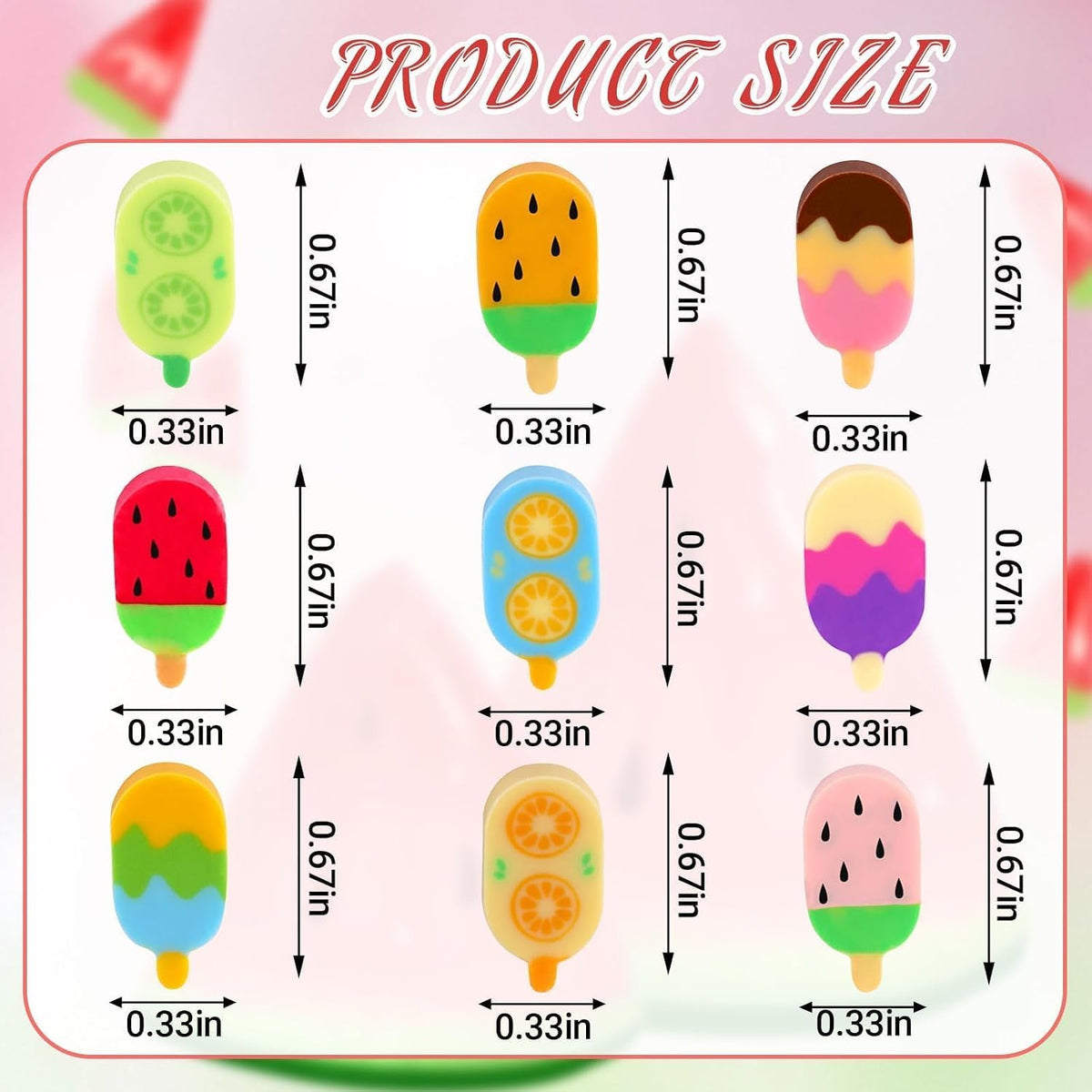JUNEBRUSHS 150Pcs Fall Mini Erasers - Ice Cream Style - image 2