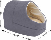 4 in 1 Self Warming Burrow Cat Bed Hideway Sleeping Cuddle Cave – Essentials for Cats - Grey-2 - image 4