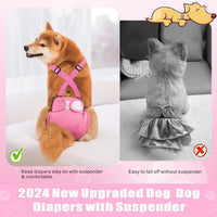 Idepet Female Dog Diapers with Suspender Detachable - Pink/Blue/Carneose / S - image 3
