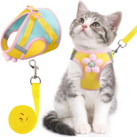 Cat Harness and Leash Set, Escape Proof Soft Vest Walk Pink XS – Essentials for Cats - Lemon yellow / Small