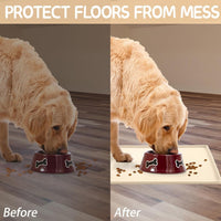 MateeyLife Silicone Cat & Dog Food Mat for Floors Waterproof - Beige / 22"L x 14"W - image 4