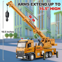 Takgud 13.5 inch friction powered crane truck toy with extending arm and lights - view 7