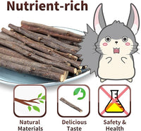50-60 PCS Natural Rabbit Chew Toys, Treats, Timothy Sticks, Apple Sticks, Sweet Bamboo for Guinea Pig, Hamster, Chinchilla, Rat, Small Animals
