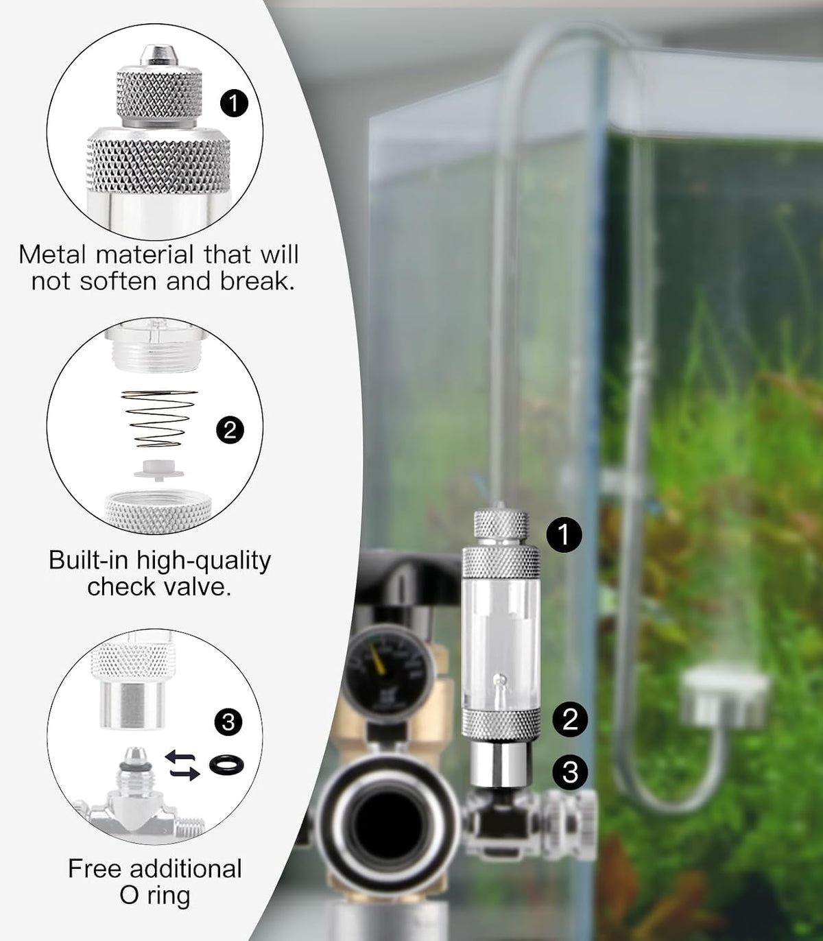 Aquarium CO2 Bubble Counter with Built-in Check Valve for CO2 - single-head - image 3