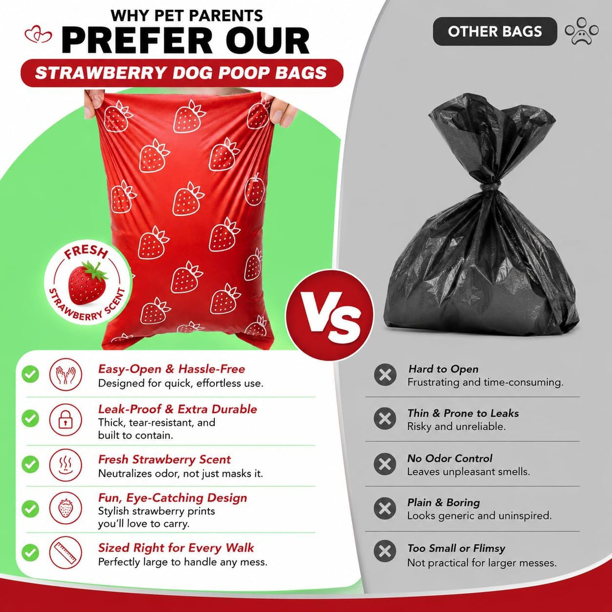Cherry Blossom Scented Dog Poop Bags, 42 Rolls 630 counts - red / 360 Count (Pack of 1) - image 2