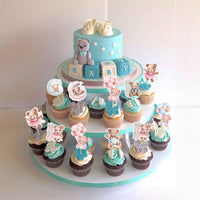 Gyufise 36Pcs Baby Shower Bear Cupcake Toppers Moon Baby Bear Baby - Blue Pink - image 3