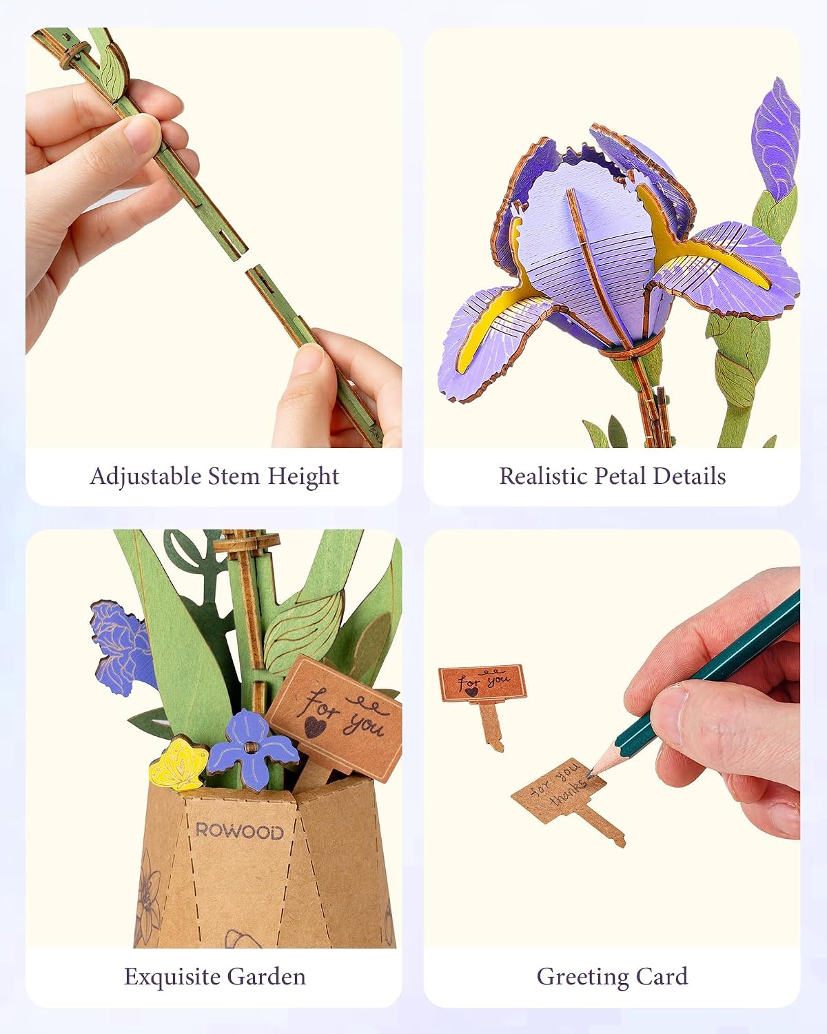 rowood 3D Puzzles for Adults - Purple Iris - image 3