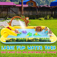 LUKBERA inflatable animal kids pool with slide, sprinkler arch and toy animals - view 8