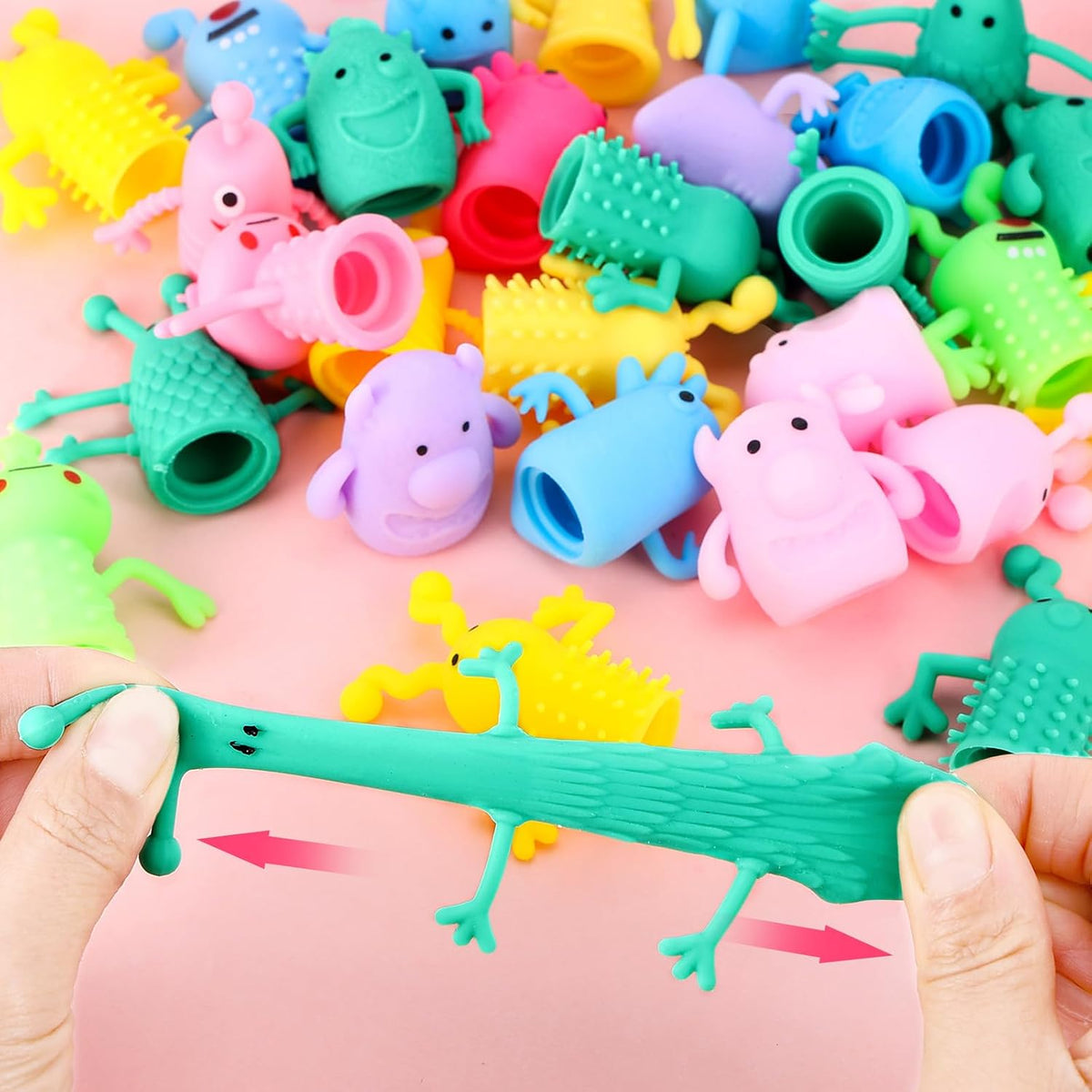 Booson monster finger puppets in bright colors, 80 pack of rubber finger toys - view 3